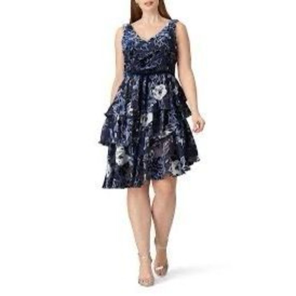 Marchesa Notte Velvet Tiered Cocktail Dress